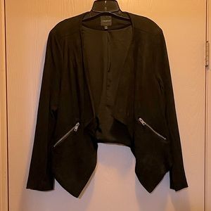 Lane Bryant Black Faux Suede Waterfall Jacket size 14/16